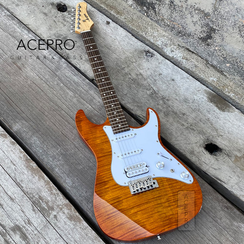 Acepro电吉他 AE-10K 学生入门专业级金属失真摇滚小双摇炭烤枫木