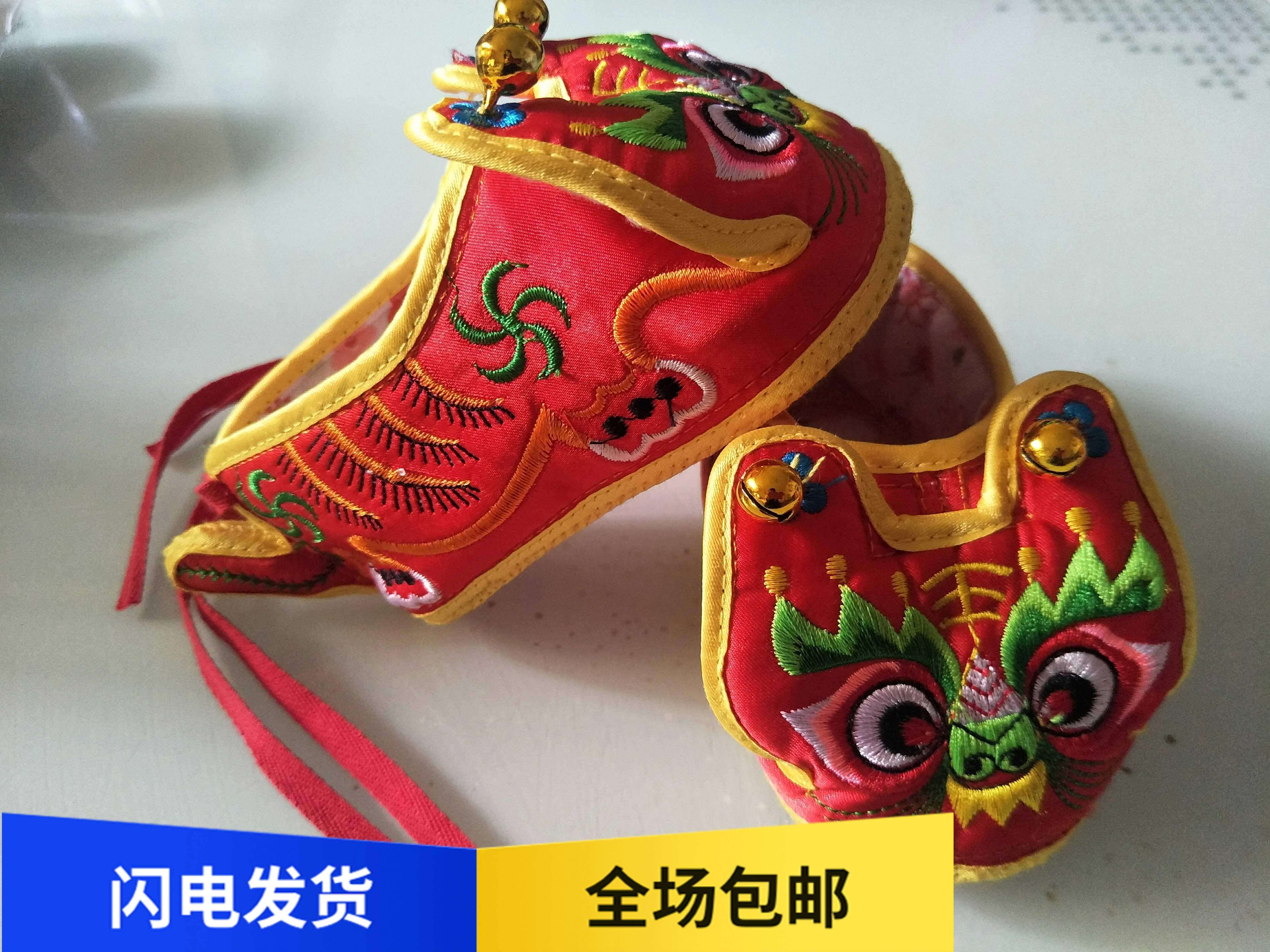 手工男女童鞋软底鞋虎头猫头鞋绸缎唐装鞋舞蹈鞋加棉支持定制包邮
