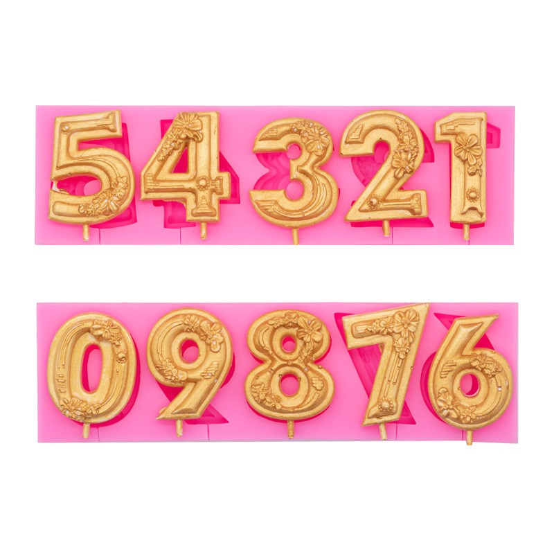 金色数字生日蜡烛DIY蛋糕装饰烘焙模具花纹立体蛋糕装饰用品图片