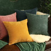 纯素色绒质抱枕靠垫枕套家用办公室汽车沙发护腰大号美式 现代定制