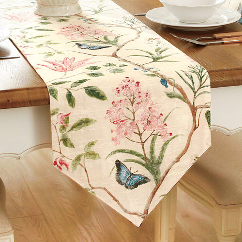 精选美式花鸟数码印花桌旗桌布台布茶几I电视柜边柜盖巾欧式现代