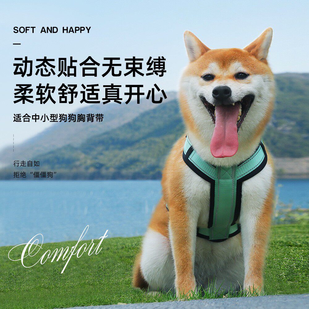 日本Y字型胸背带工字背心式牵引绳小中型犬遛狗绳舒适缓震零压力