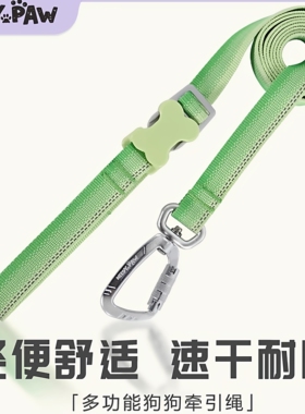 韩国NeedyPaw多功能腰牵牵引绳户外拴狗固定狗绳反光可调节登山扣
