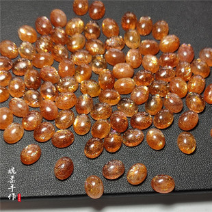 5-15mm高品质金太阳石戒面编绳绕线手工diy戒指耳环天然闪光裸石