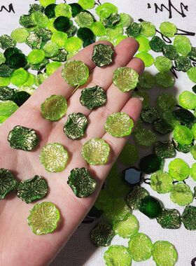 夏日新款绿荷叶树脂美甲发夹配件