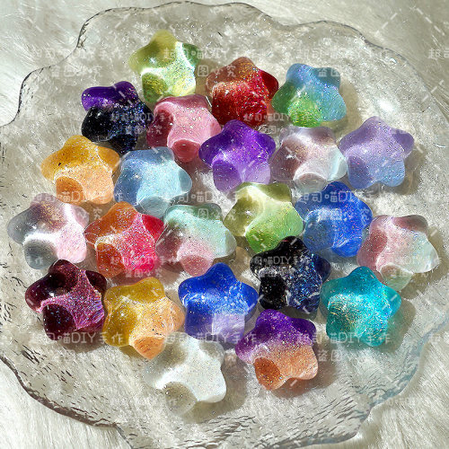 爆款极光萤火虫夜光胖星星配饰手工diy发夹奶油胶手机壳配件咕卡