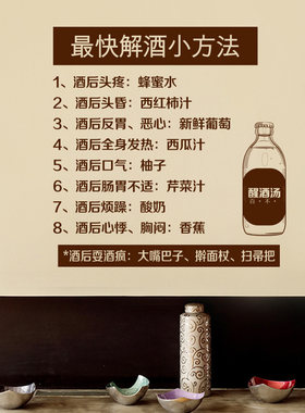 饭店段子酒文化装饰画背景墙贴