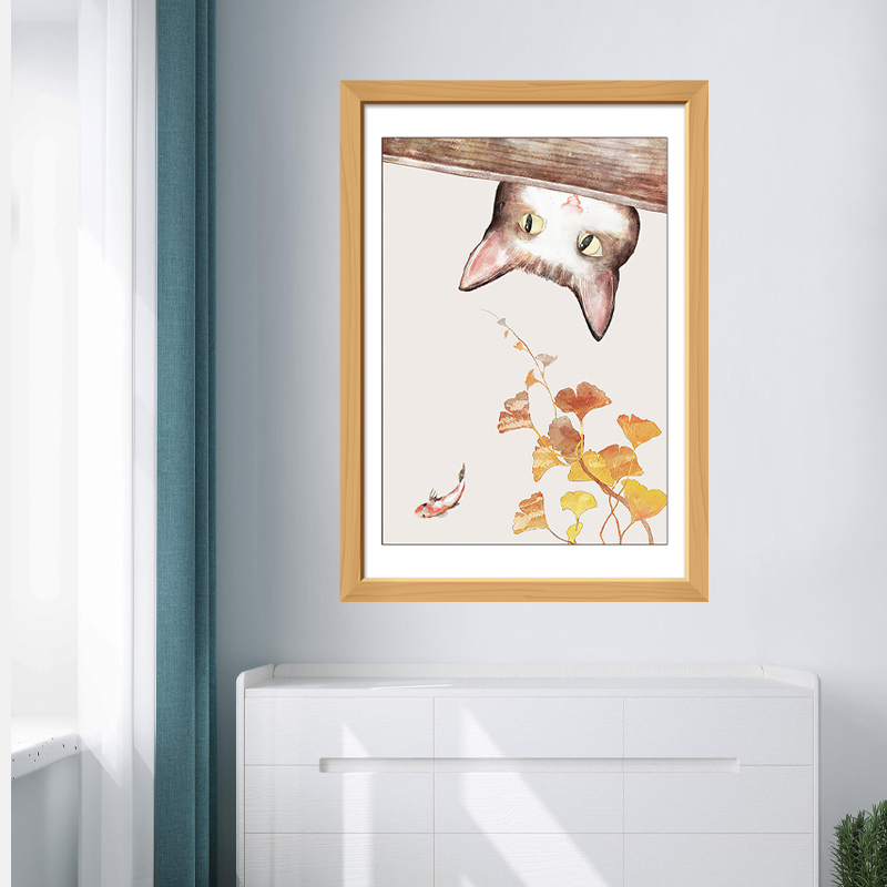 卡通猫咪贴纸防水自粘装饰画卧室玄关墙面贴画背景装饰画壁纸墙贴图片