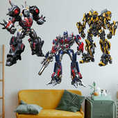 变形金刚墙贴儿童房间卧室墙面装 饰海报自粘壁画擎天柱大黄蜂壁纸