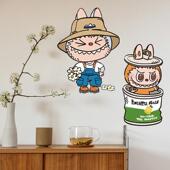 拉布布卡通图案贴纸儿童房女生卧室创意背景墙贴防水自粘装 饰贴画