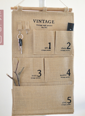 全麻大号多层zakka布艺收纳挂袋棉麻墙上门后衣柜挂式收纳袋挂兜