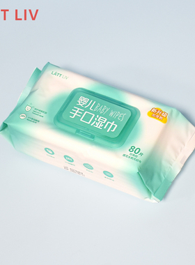 LATT LIV生活无忧婴儿手口湿巾专用大包家庭实惠装湿纸巾80抽取式
