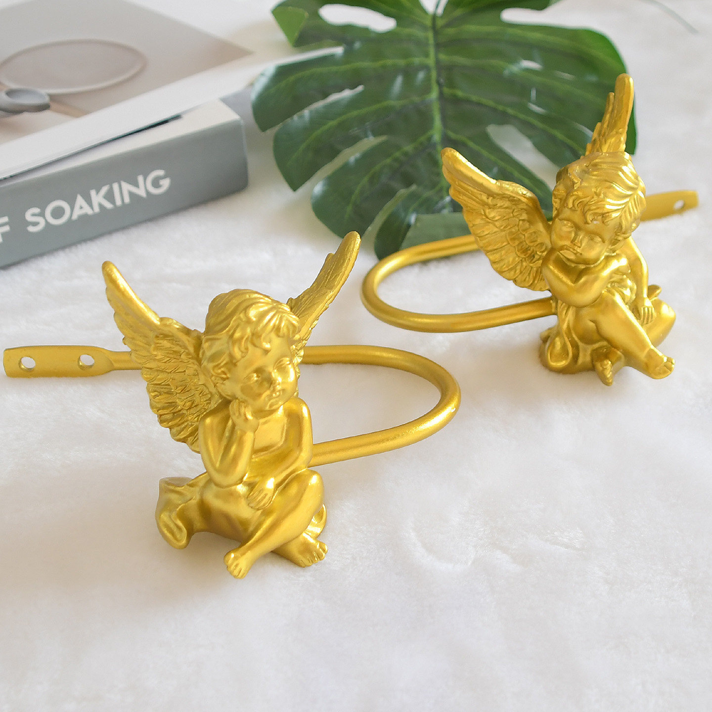 天河花边档次法式复古窗帘树脂天使墙钩小金人挂钩免打孔燕子装饰
