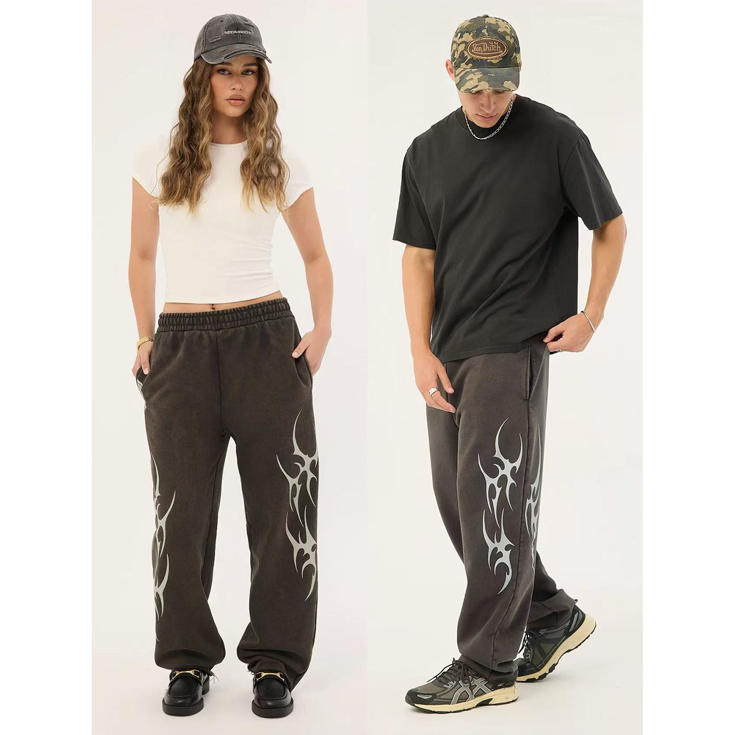 外贸原单Neo*vision部落风宽松直筒阔腿运动裤水洗夜黑色C 2712,男装,休闲裤,淘宝优惠券,粉丝福利购,淘宝优惠卷