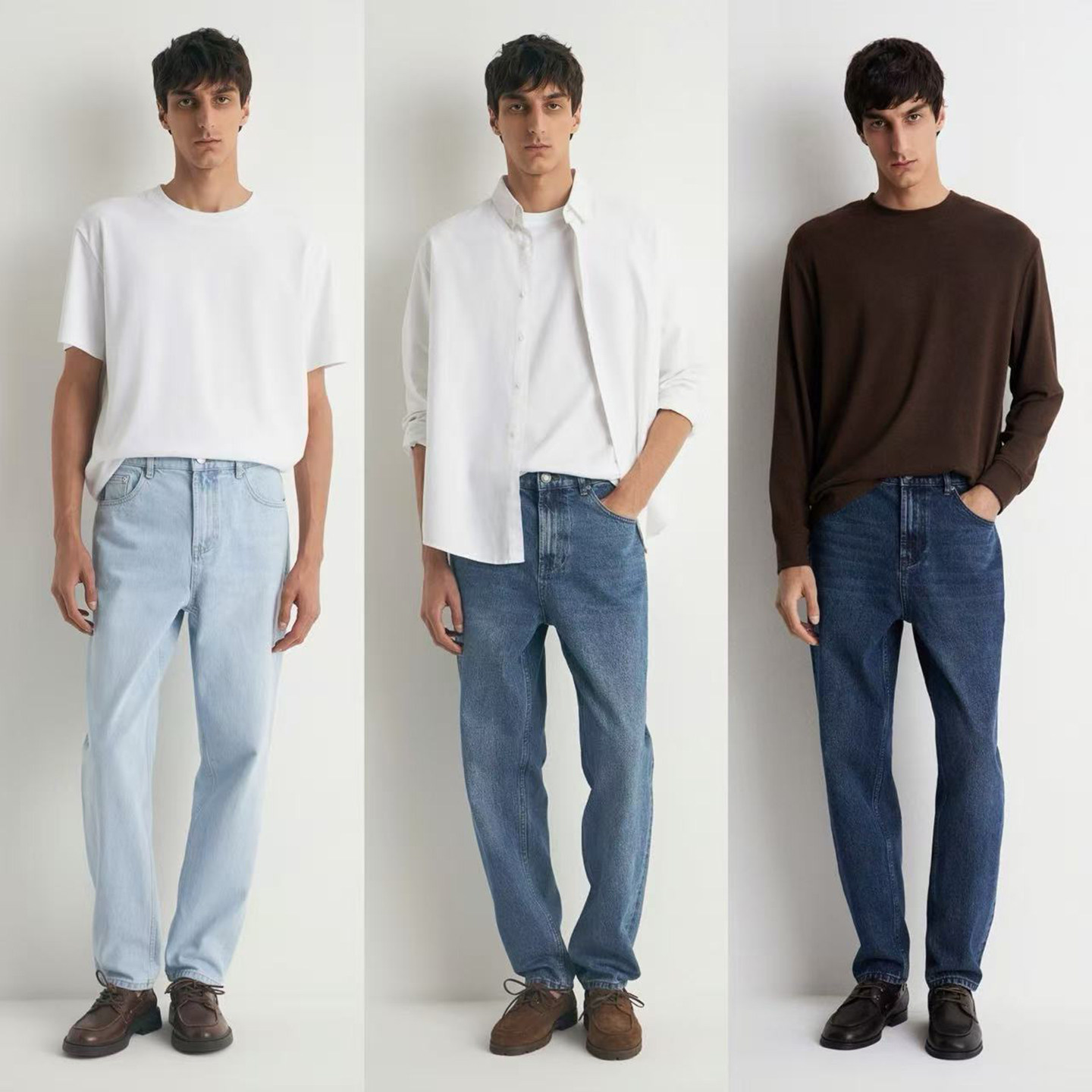 俄罗斯lim出口外贸 男款高街重磅耐磨直筒宽松锥形牛仔裤A14 2282