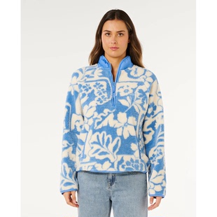 外贸原单Ri*p Curl花叶蓝调诗半拉链套头衫羊羔绒抓绒卫衣B4 2884