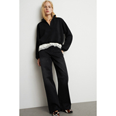 水洗黑毛边高腰直筒宽松阔腿牛仔裤 7073 外贸原单LIM 644 1971