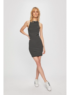 外贸原单Rev*iew贴身系列弹力罗纹柔软舒适背心连衣裙  灰-条纹