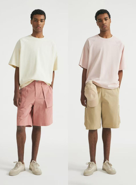 俄罗斯lim出口外贸男款纯色简约切割纯棉圆领宽松短袖T恤A6 3824