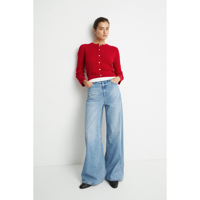 高腰宽松直筒阔腿牛仔裤