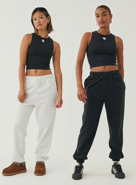 外贸原单Sup*re加绒保暖束脚卫裤宽松休闲慢跑运动裤 两色1568