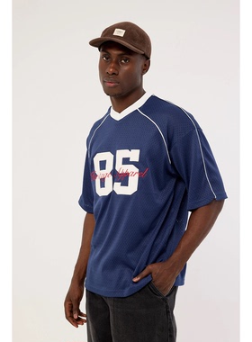 外贸原单Com*mon Need杰克逊V领海军蓝宽松休闲运动球服上衣 1868