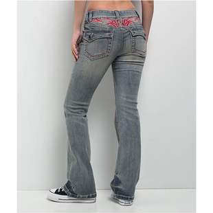 外贸原单Ninth*HallAlyssia撞色蓝色洗水中腰喇叭牛仔裤D9 2089