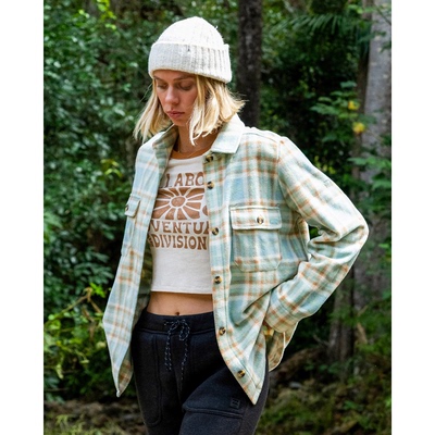 森野格纹工装抓绒衬衫式外套