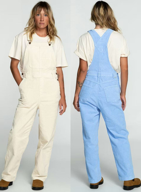 外贸原单Bil*labong灯芯绒工装休闲直筒阔腿背带裤三色 D3 2122