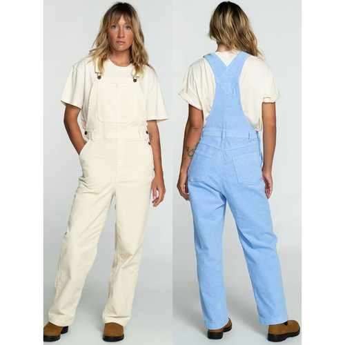 灯芯绒工装阔腿背带裤