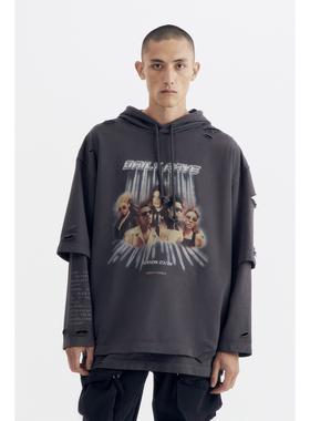 外贸原单LIM*E男垃圾摇滚风格的混合服装染色连帽衫3026-833 1785