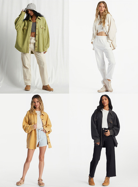 外贸原单Bil*labong随时随地休闲宽松抓绒衬衫羊羔绒多色B8 1996