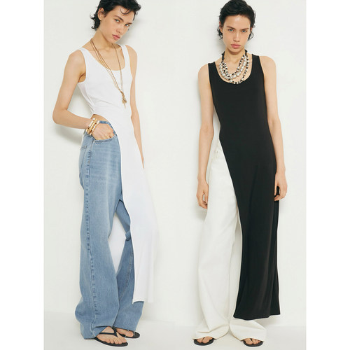 长款设计感开叉连衣裙上衣