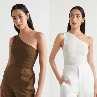 人字肩背心纯色修身三色