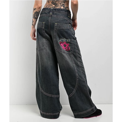 男女同款蓝色水洗狂欢牛仔裤