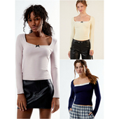 打底衫 外贸原单Pac PAC1980小众蕾丝边甜美修身 T恤长袖 Sun Est.