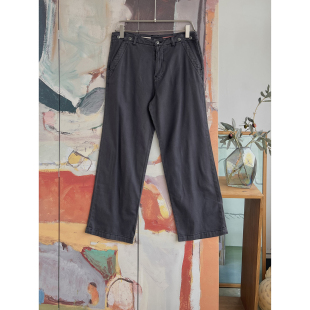 外贸原单Anth简约基础纯色日常通勤棉质直筒宽松阔腿长裤 3986