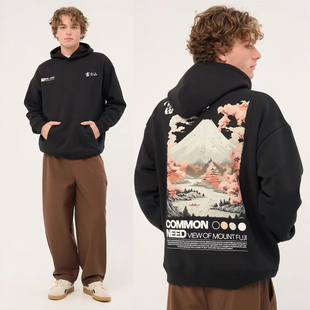 外贸原单Com*mon Need高街富士山宽松加绒连帽卫衣秋冬 C2 2375