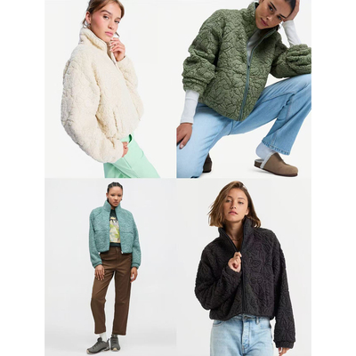 模糊云朵纯色全拉链外套抓绒卫衣