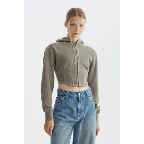 染色紧身胸衣式连帽衫