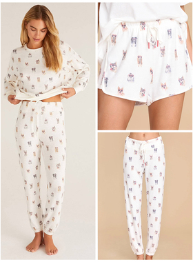 外贸原单Z Supp*ly 家居服系列 复古心形眼镜小狗 长裤+短裤 睡眠