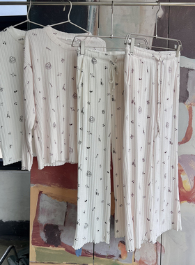 外贸原单INT*IMA松软弹力长袖睡衣宽松休闲家居服套装可外穿1570