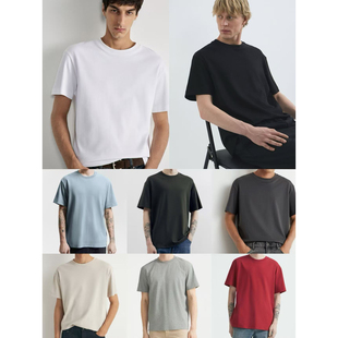 俄罗斯lim出口外贸男款 3850 高级感韧性弹力廓形棉宽松圆领T恤A12