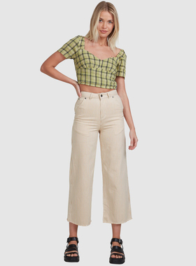 外贸原单Rvc*a高腰弹力百搭显瘦条纹宽松休闲直筒阔腿裤1519 B9