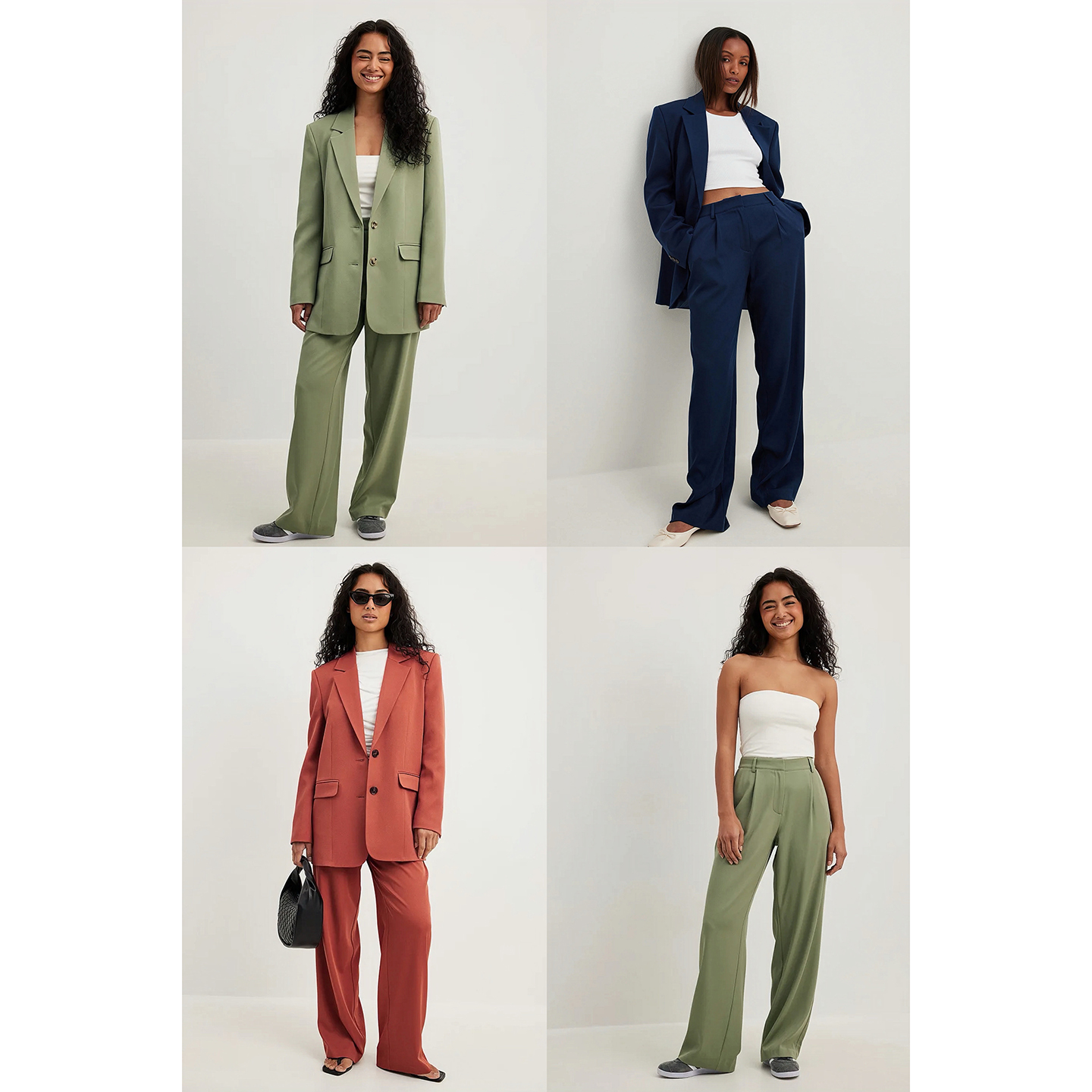 轻薄弹力六色中腰西装裤