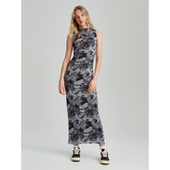 连衣裙 外贸原单Hou se不规则图案灰色气质收腰显瘦超长无袖 1682