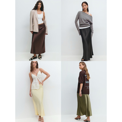 丝滑气质优雅缎面长裙