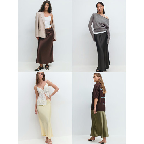 丝滑气质优雅缎面长裙