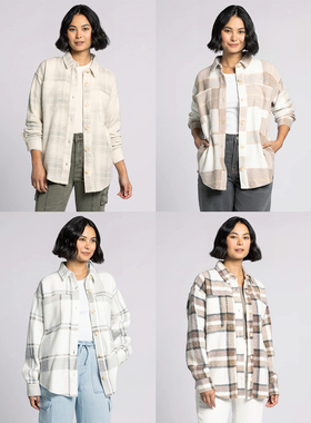 外贸原单Thr*ead&Supply复古松弛感格纹法兰绒衬衫外套 A7 1886