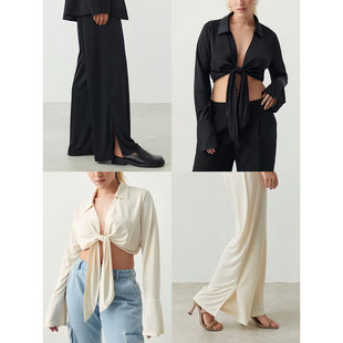 套装 Tricot前系带喇叭袖 开叉阔腿裤 1479B5 外套衬衫 外贸原单Gin